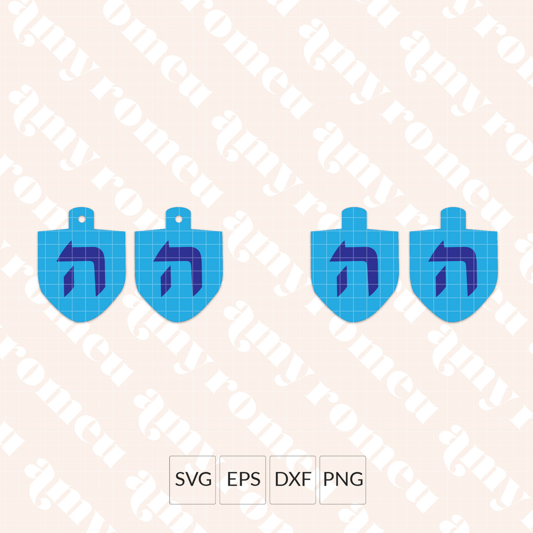 Dreidel Faux Leather Earrings SVG