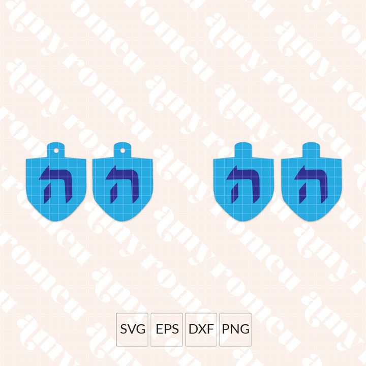 Dreidel Faux Leather Earrings SVG