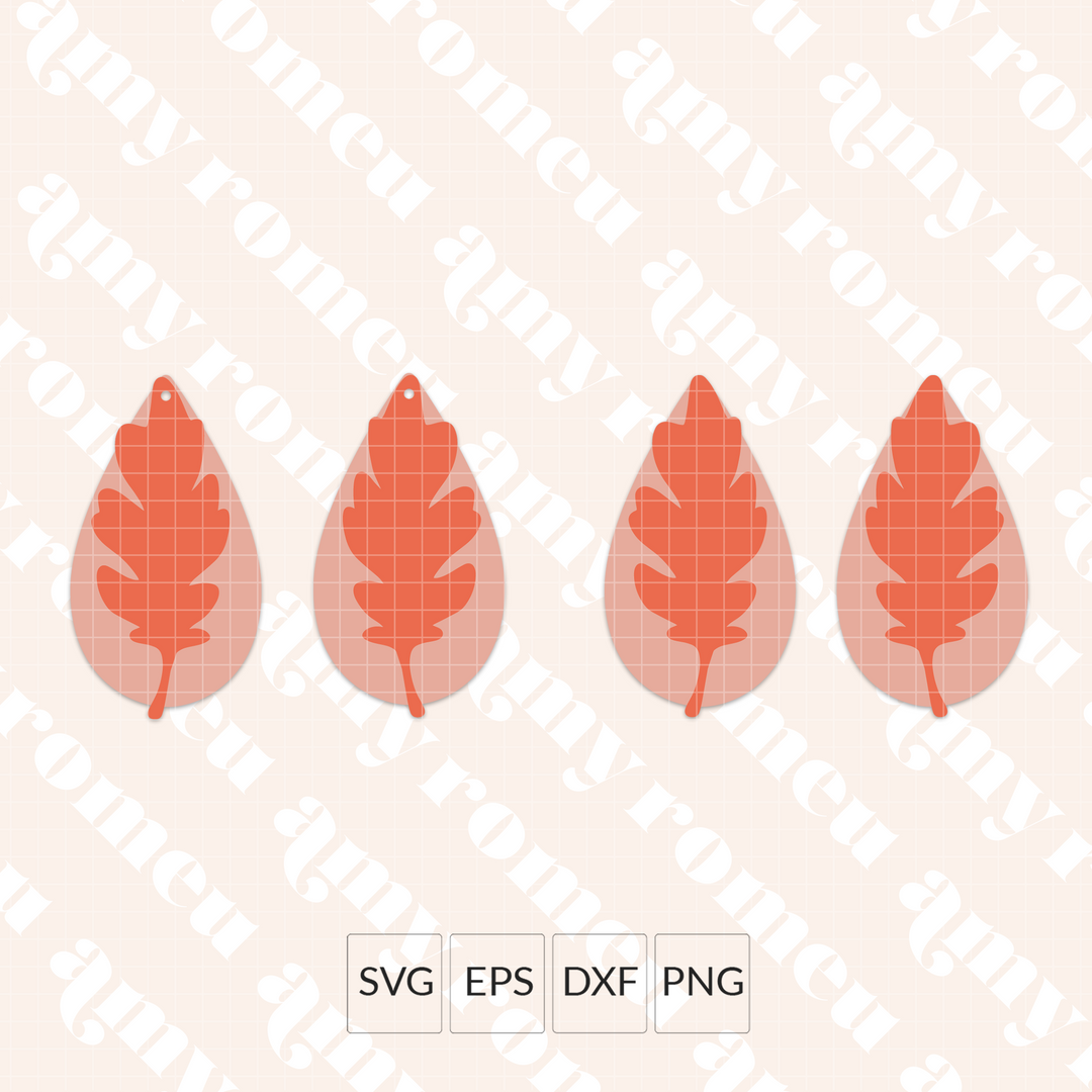 Large Leaf Teardrop Faux Leather Earrings SVG
