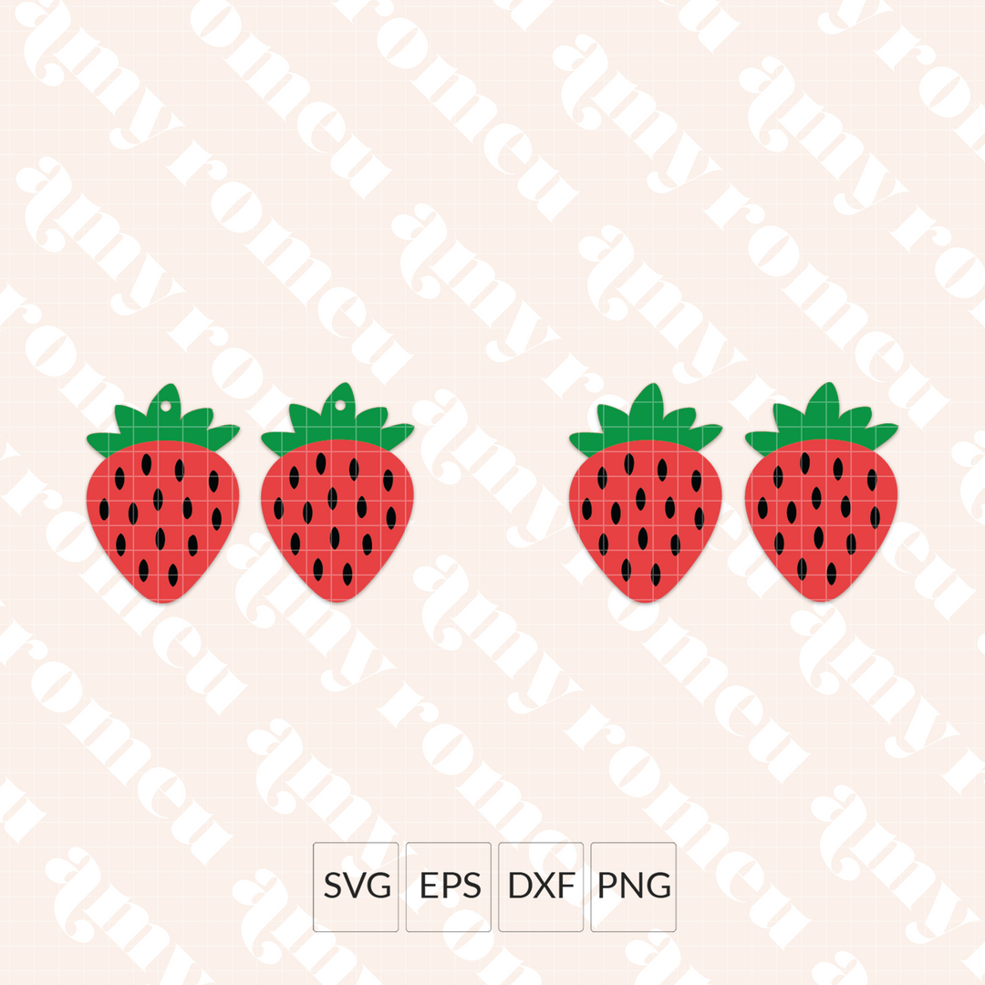 Strawberry Faux Leather Earrings SVG