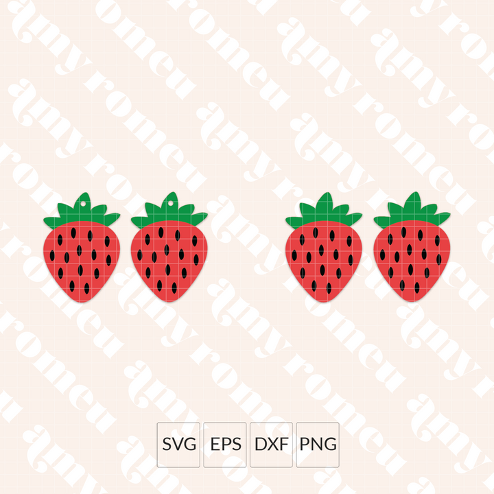 Strawberry Faux Leather Earrings SVG
