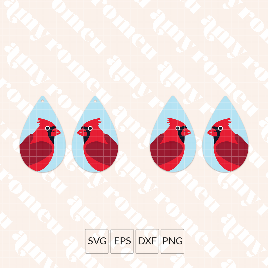 Cardinal Teardrop Faux Leather Earrings SVG