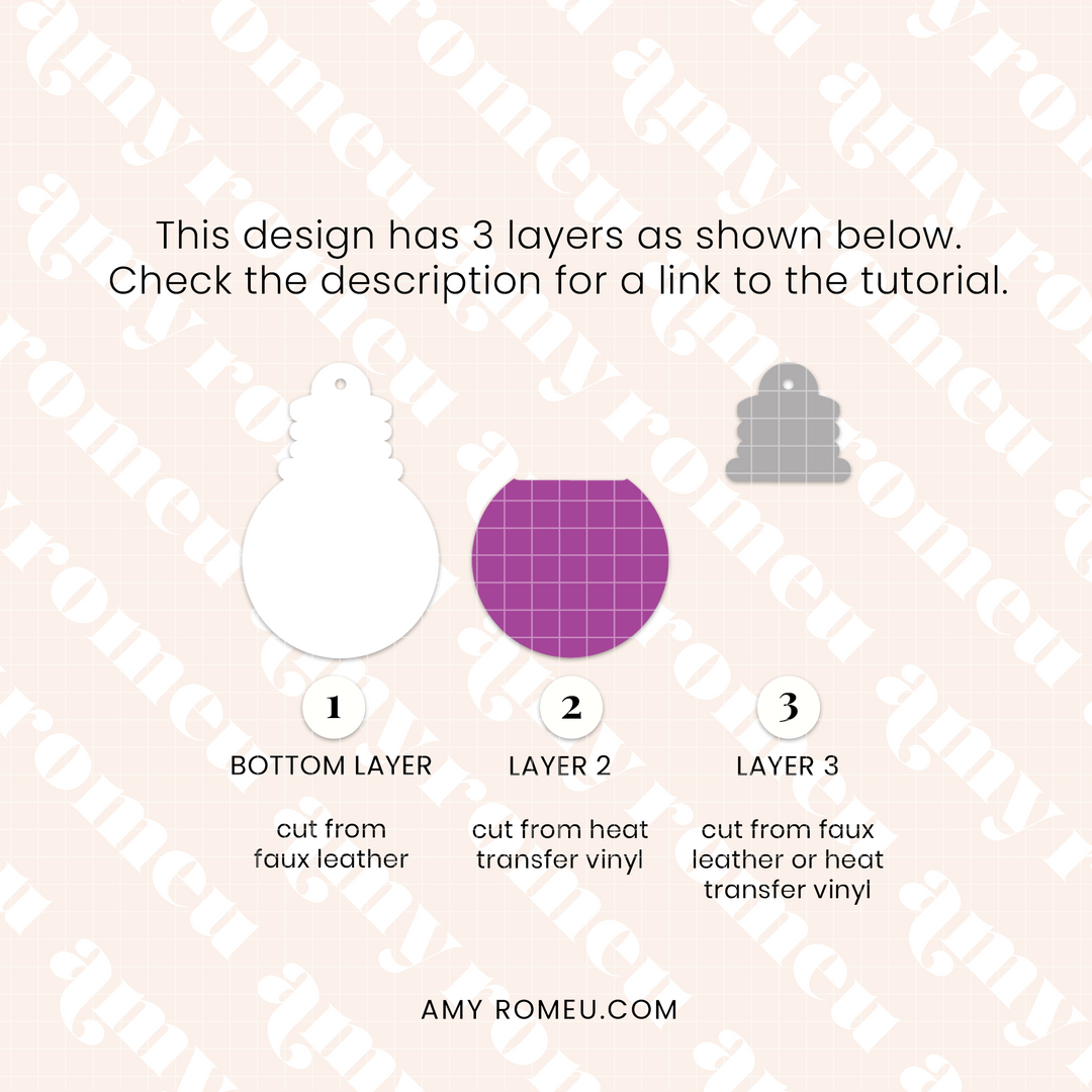 Christmas Tree Light Bulb Faux Leather Earrings SVG