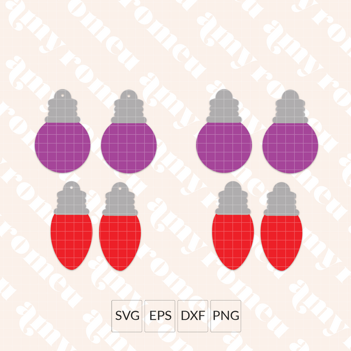 Christmas Tree Light Bulb Faux Leather Earrings SVG