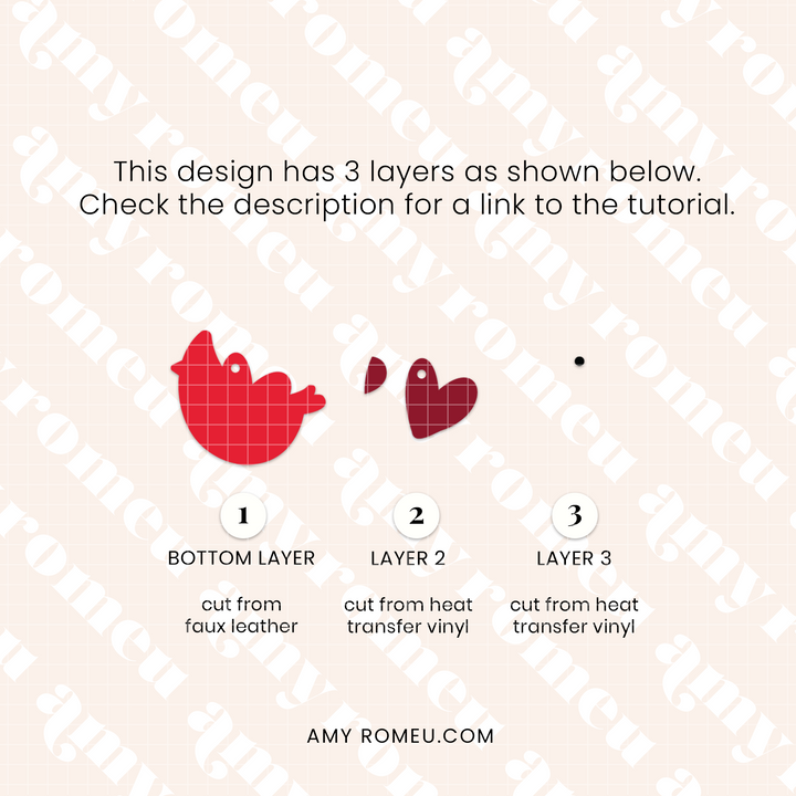Cardinal Faux Leather Earrings SVG