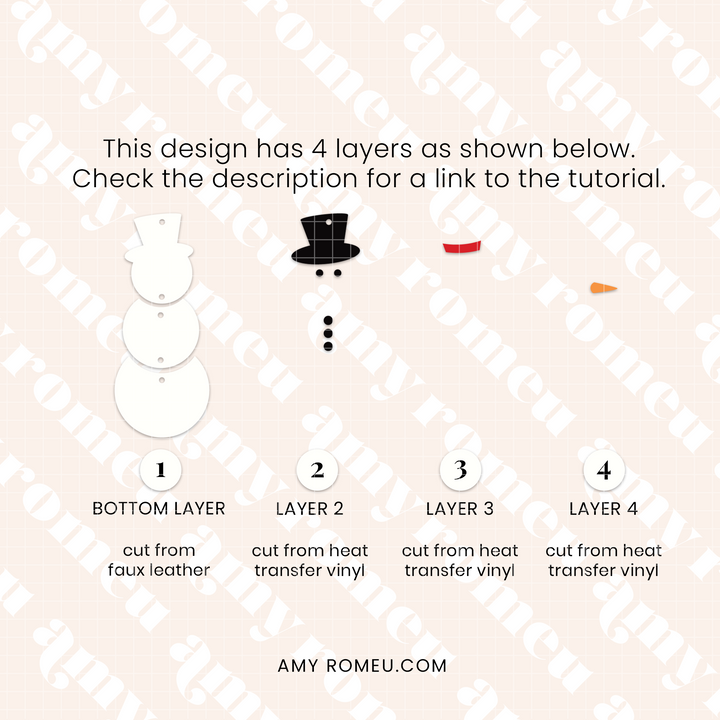 Stacked Snowman Faux Leather Earrings SVG