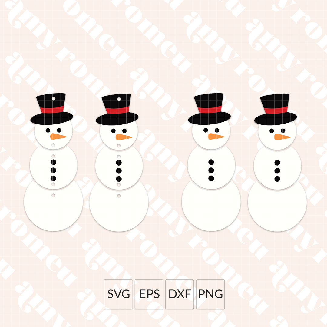 Stacked Snowman Faux Leather Earrings SVG