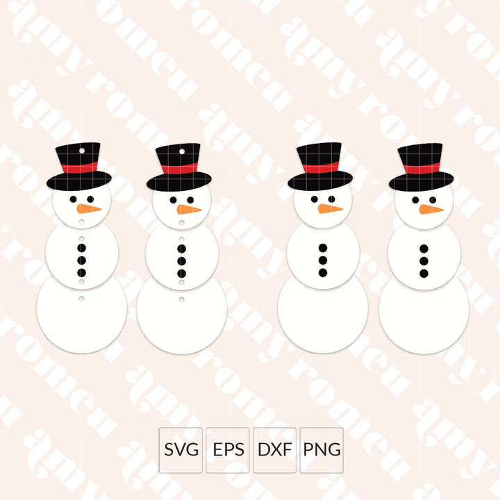 Stacked Snowman Faux Leather Earrings SVG