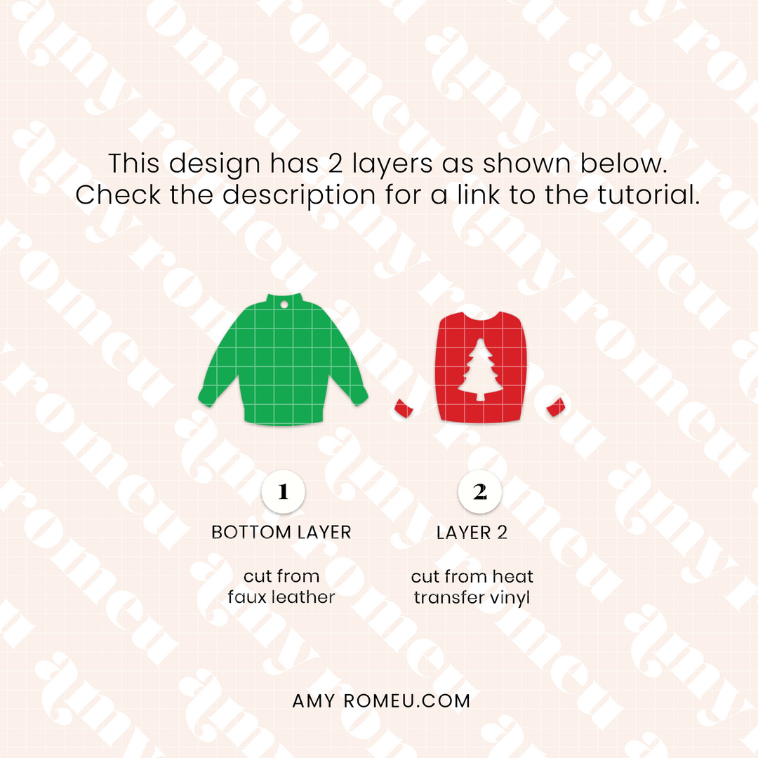 Christmas Sweater Faux Leather Earrings SVG
