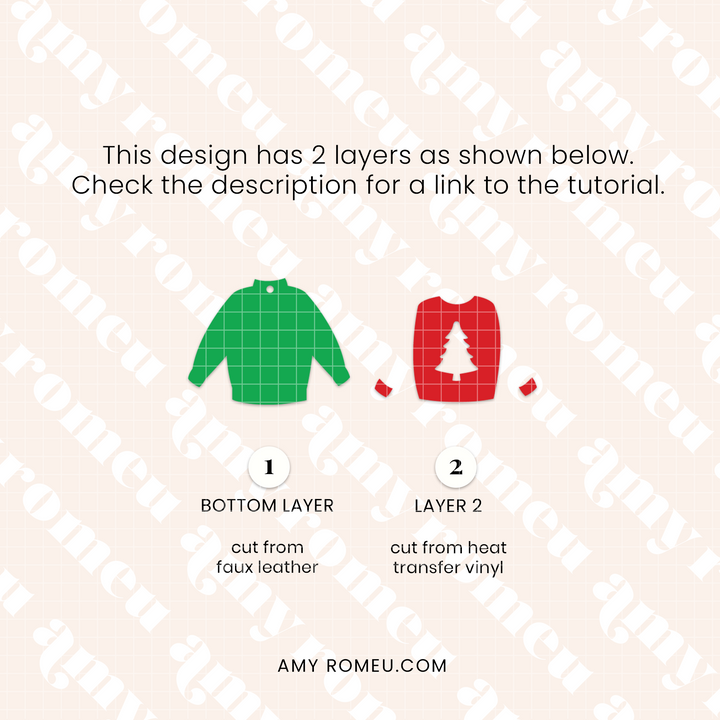Christmas Sweater Faux Leather Earrings SVG