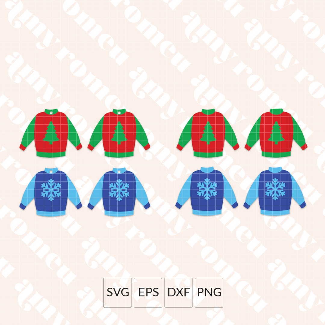 Christmas Sweater Faux Leather Earrings SVG