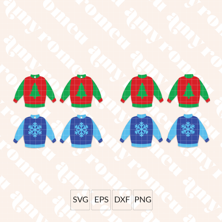 Christmas Sweater Faux Leather Earrings SVG