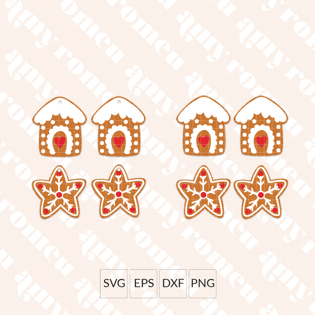 Gingerbread Cookie Faux Leather Earrings SVG
