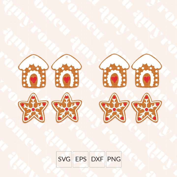 Gingerbread Cookie Faux Leather Earrings SVG