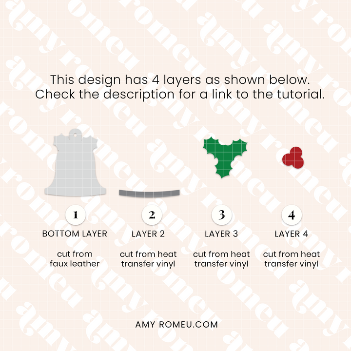 Christmas Bell Faux Leather Earrings SVG
