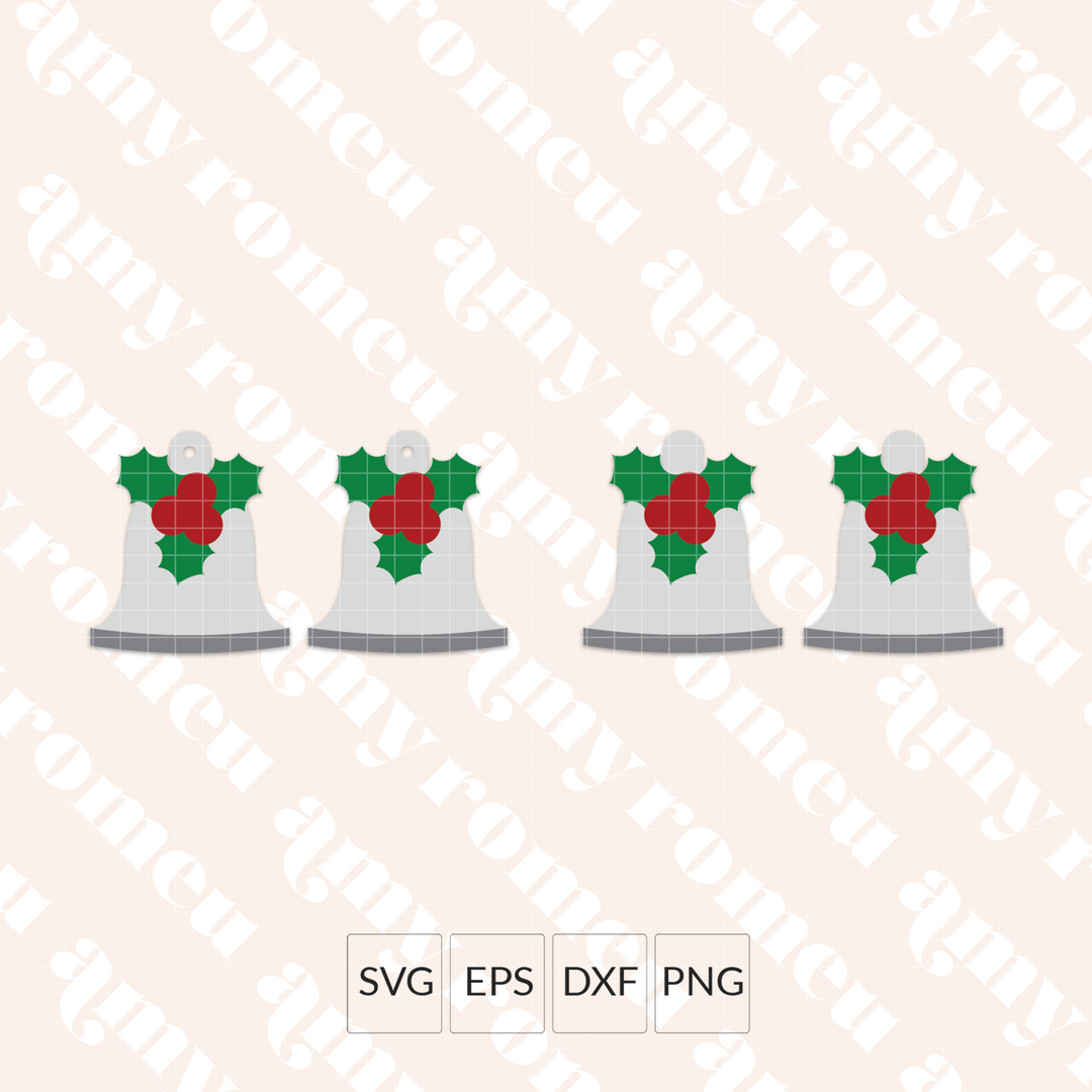 Christmas Bell Faux Leather Earrings SVG