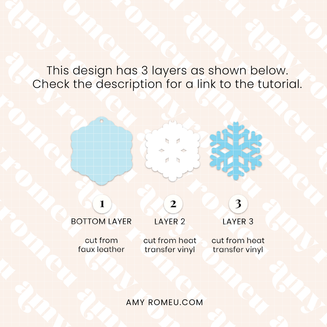 Snowflake Faux Leather Earrings SVG Set of 3