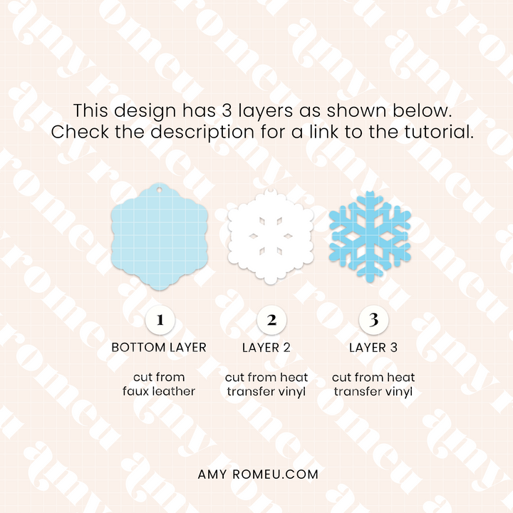 Snowflake Faux Leather Earrings SVG Set of 3