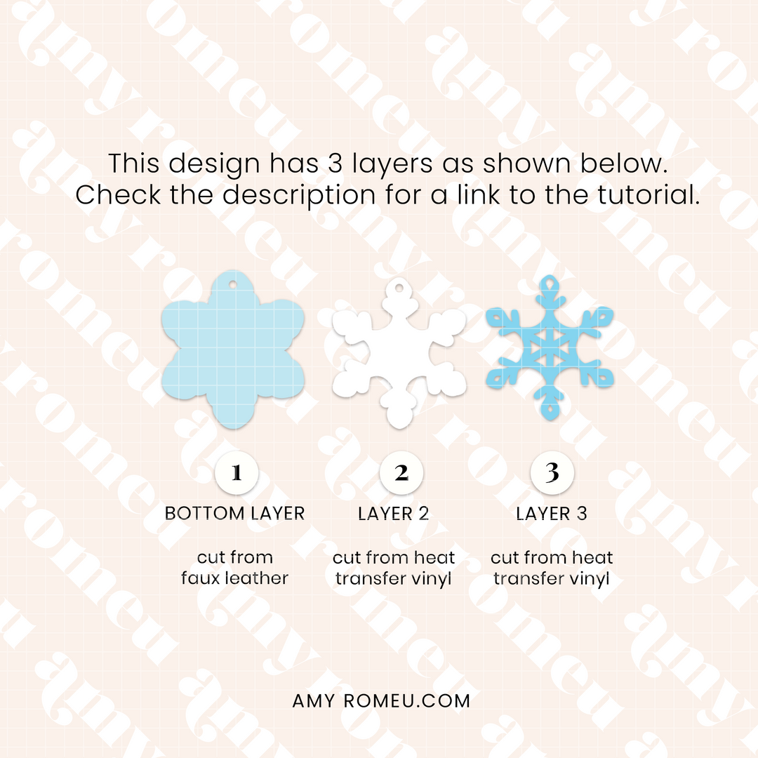 Snowflake Faux Leather Earrings SVG Set of 3