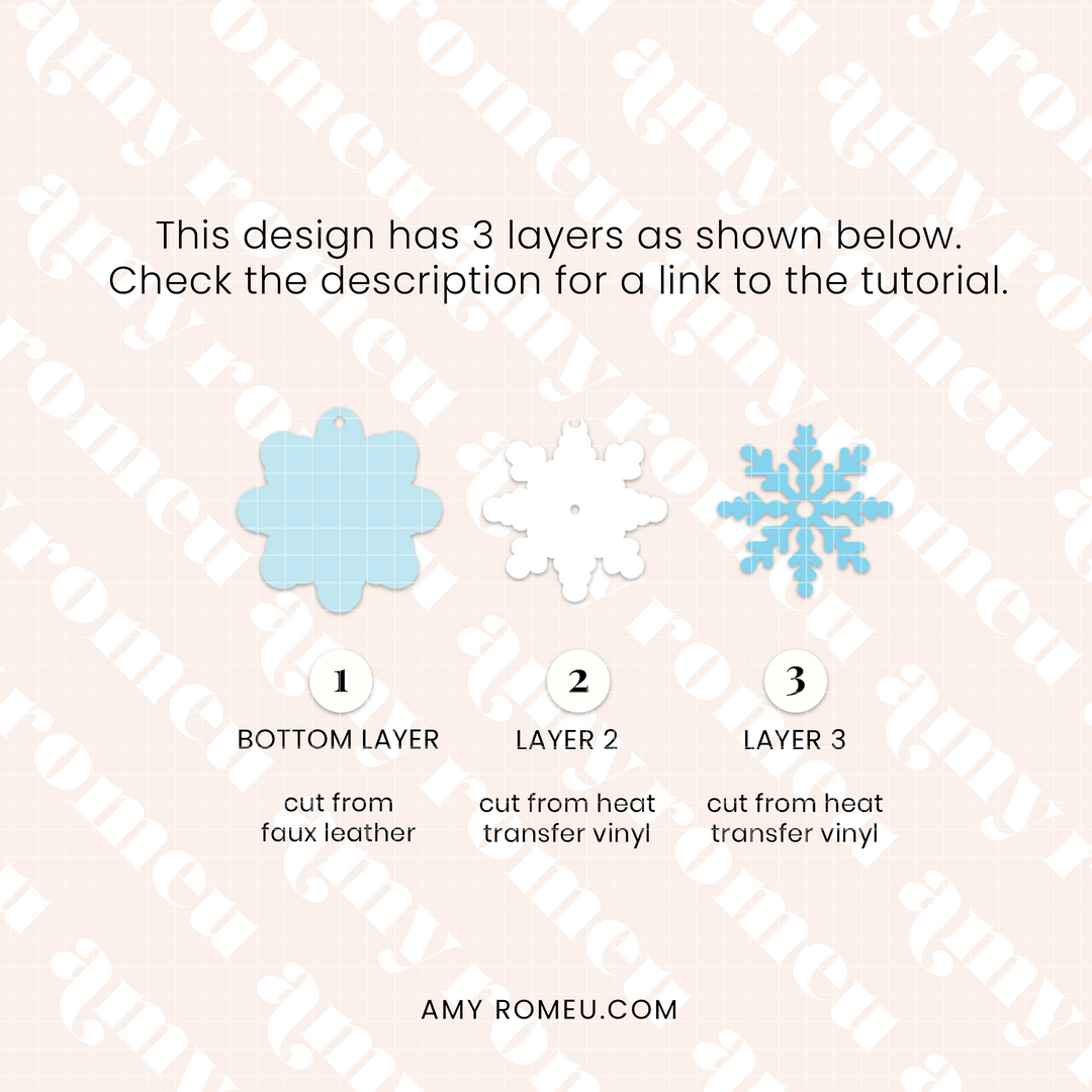 Snowflake Faux Leather Earrings SVG Set of 3
