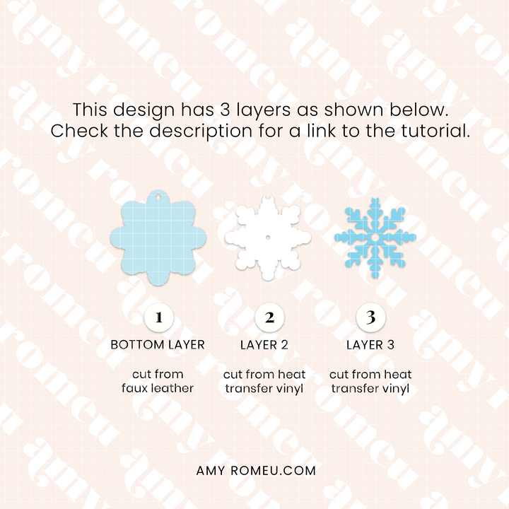 Snowflake Faux Leather Earrings SVG Set of 3