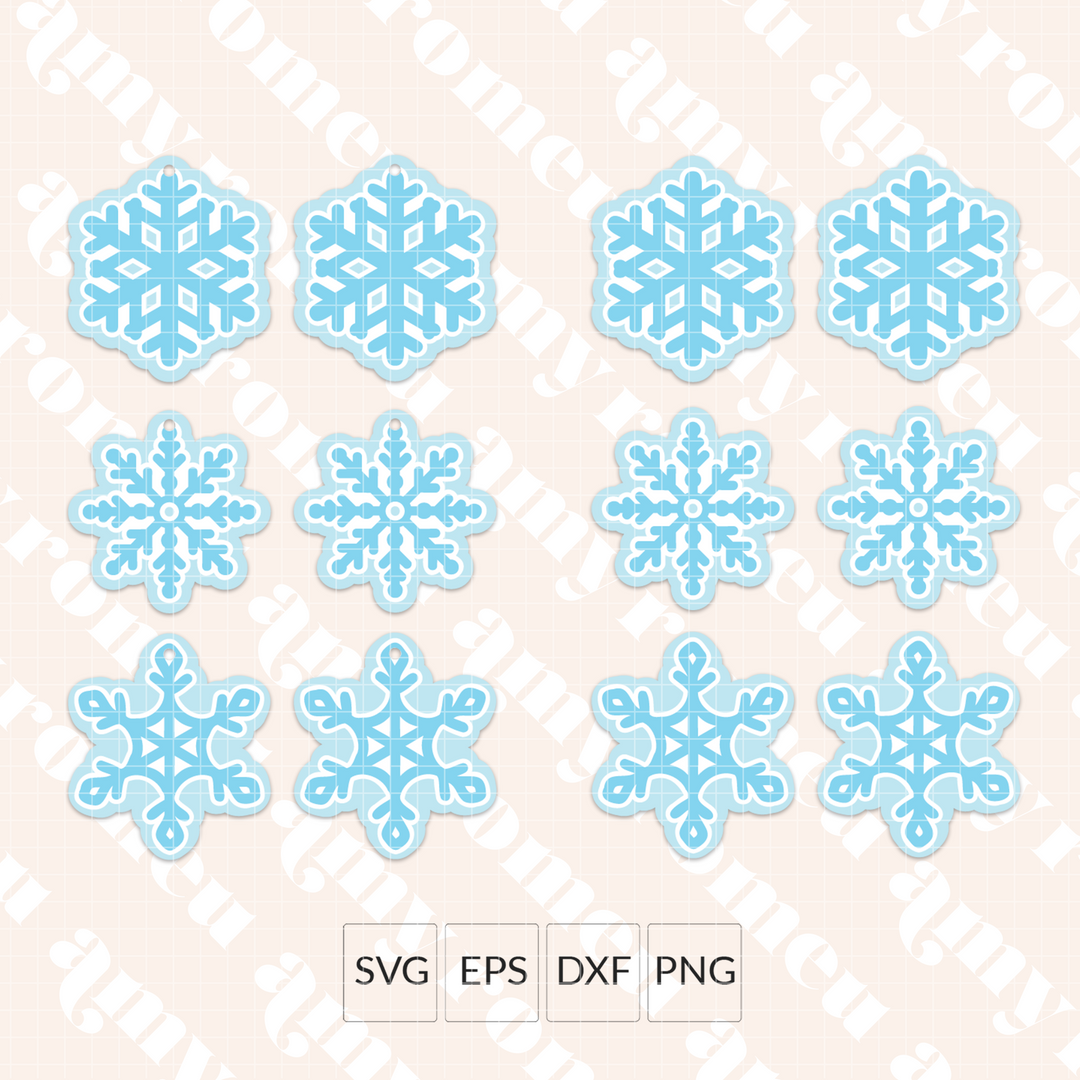 Snowflake Faux Leather Earrings SVG Set of 3