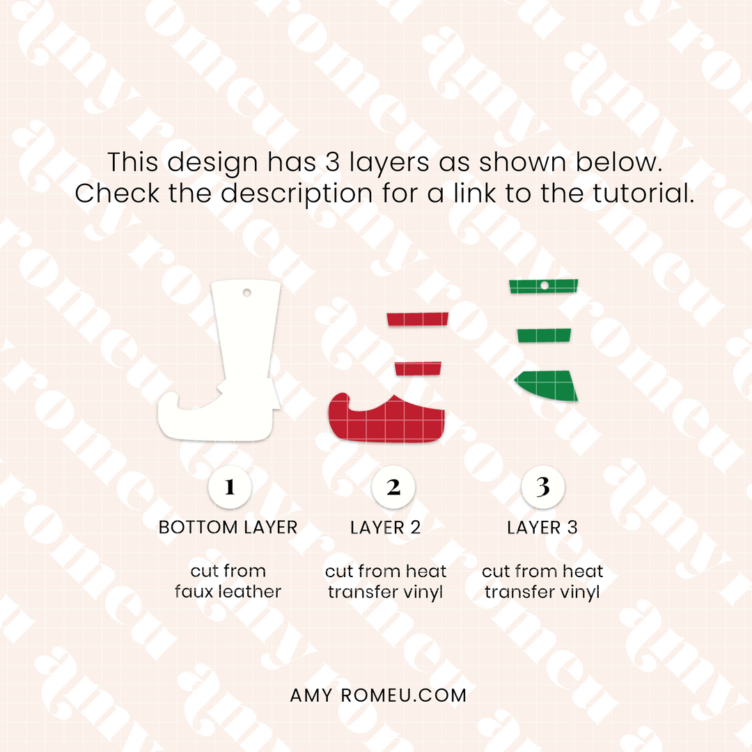 Elf Boot Faux Leather Earrings SVG