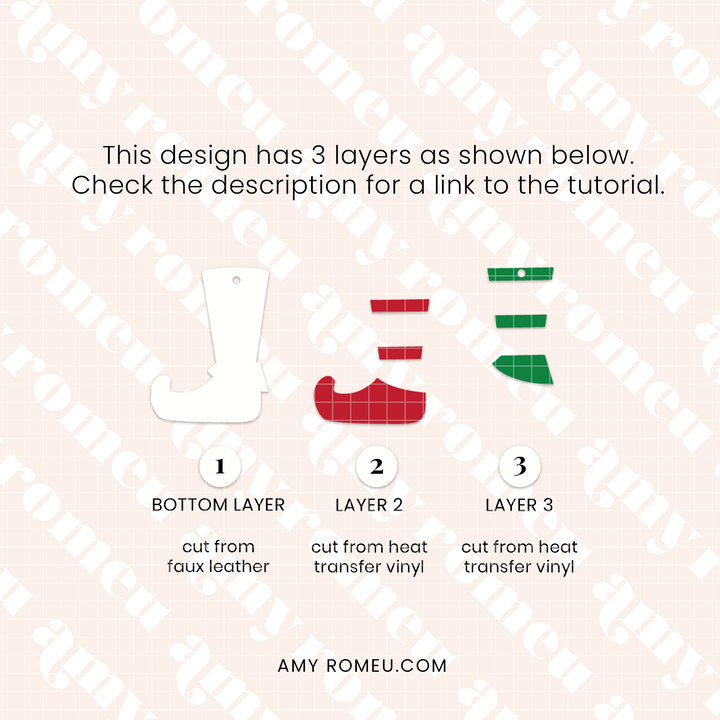 Elf Boot Faux Leather Earrings SVG