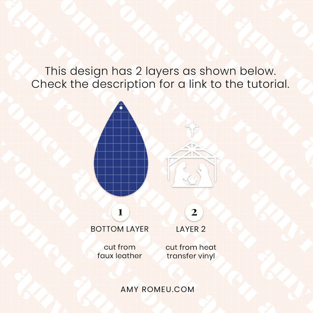 Nativity & Holy Night Faux Leather Earrings SVGs Set of 2