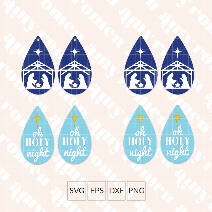 Nativity & Holy Night Faux Leather Earrings SVGs Set of 2