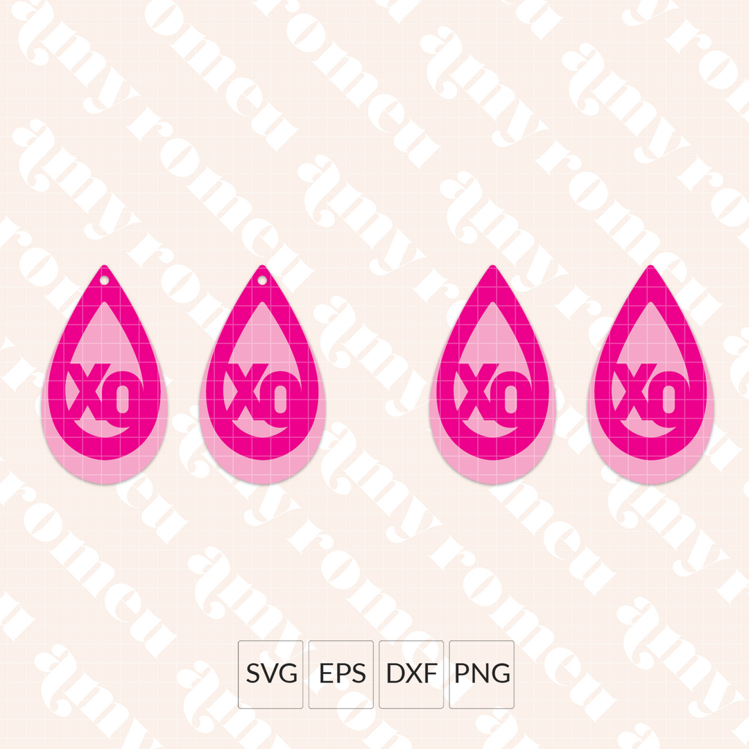 Cutout XO Teardrop Faux Leather Earrings SVG