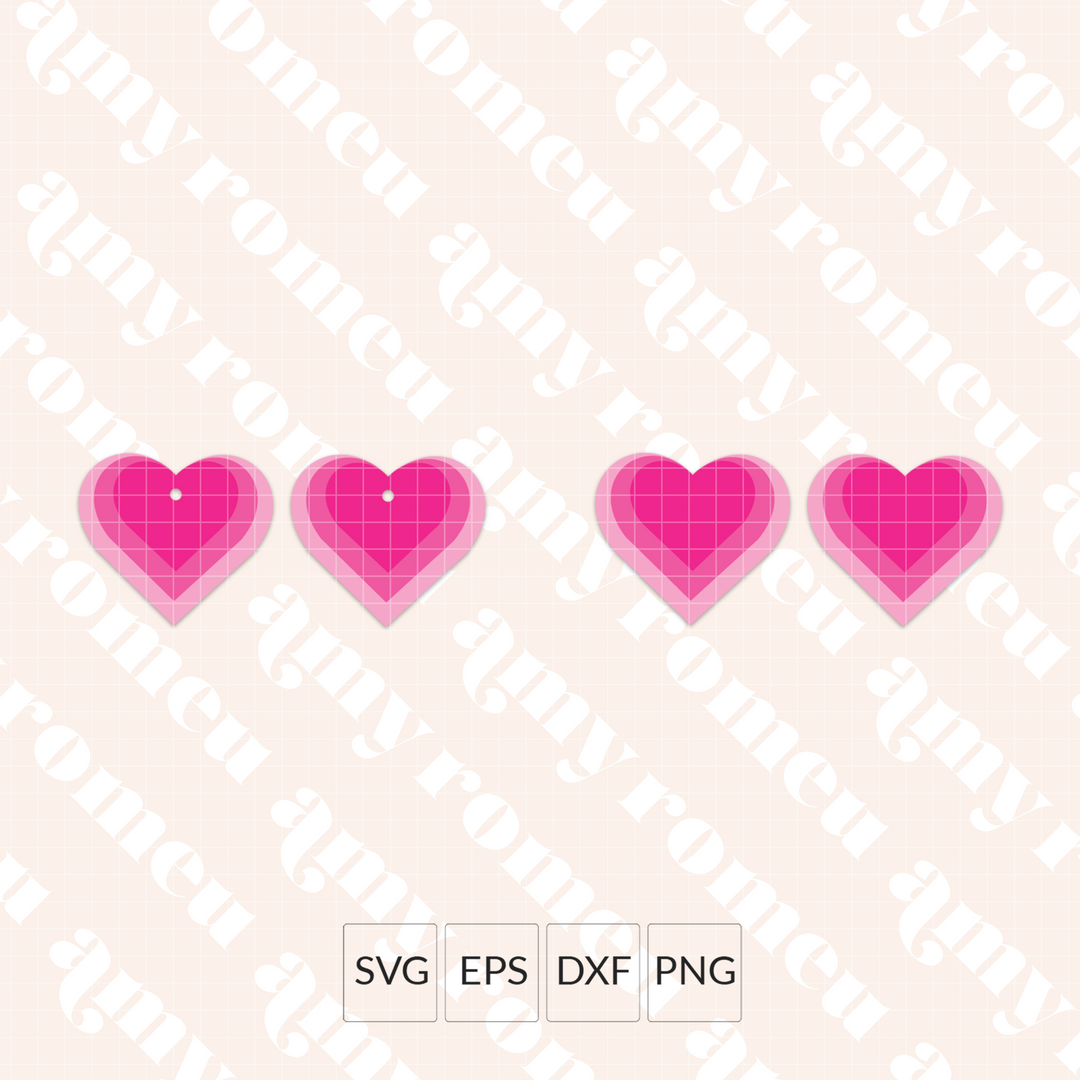 Three Layer Heart Faux Leather Earrings SVG