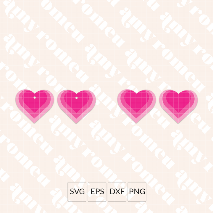 Three Layer Heart Faux Leather Earrings SVG