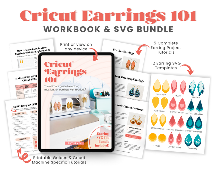 Cricut Earrings 101 Workbook and Earring Template Bundle