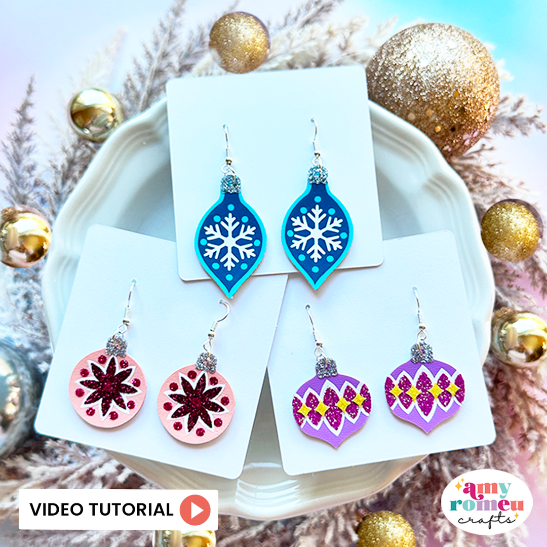 Vintage Christmas Ornament Faux Leather Earrings SVGs