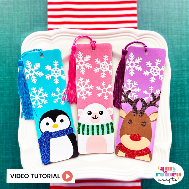 Winter Animal Faux Leather Bookmarks SVGs Set of 3
