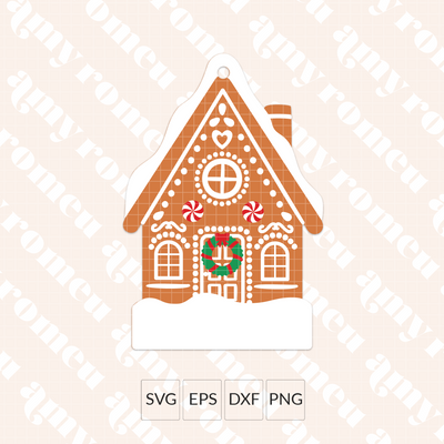 Faux Leather Gingerbread House Christmas Ornament SVG