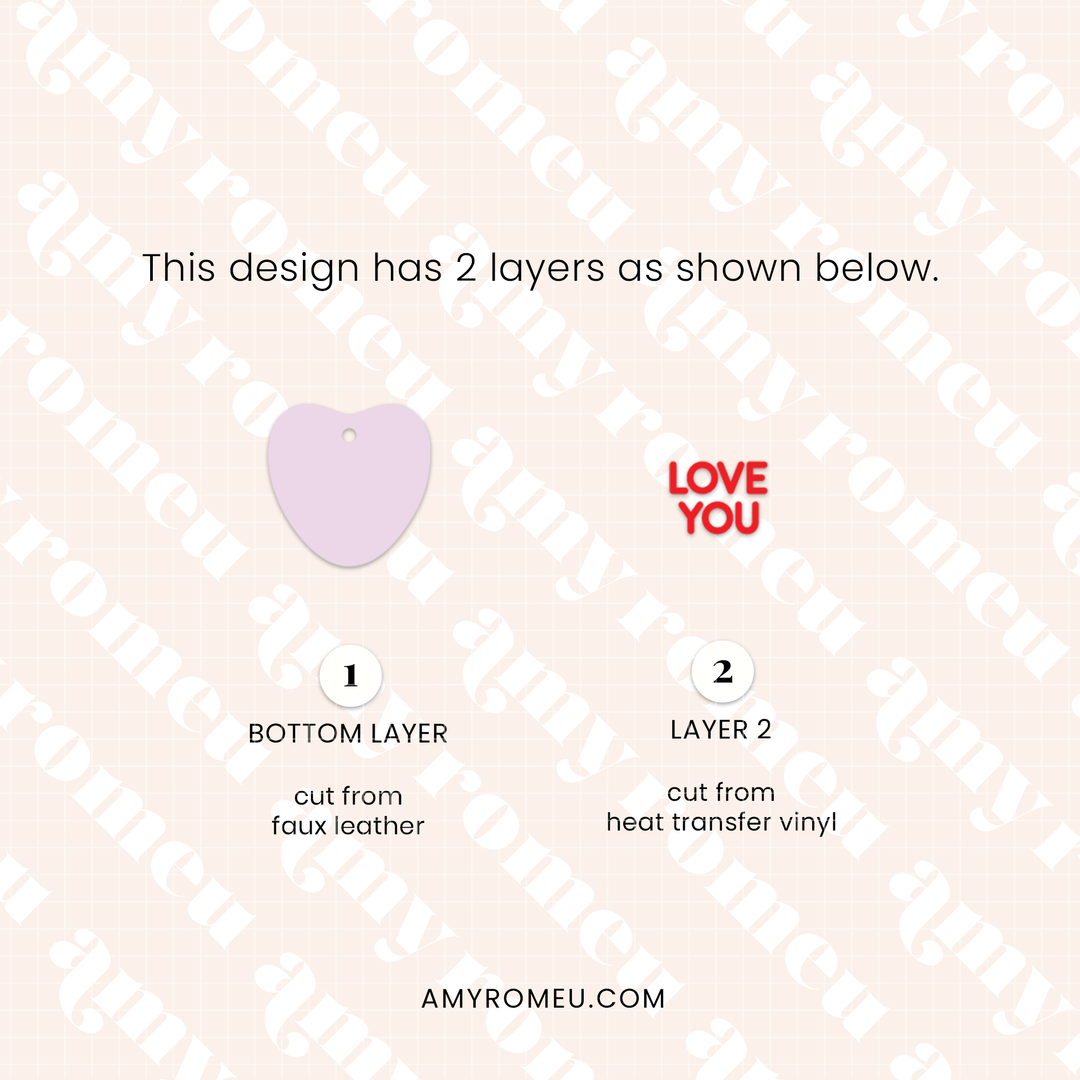 Candy Heart Faux Leather Earrings SVG