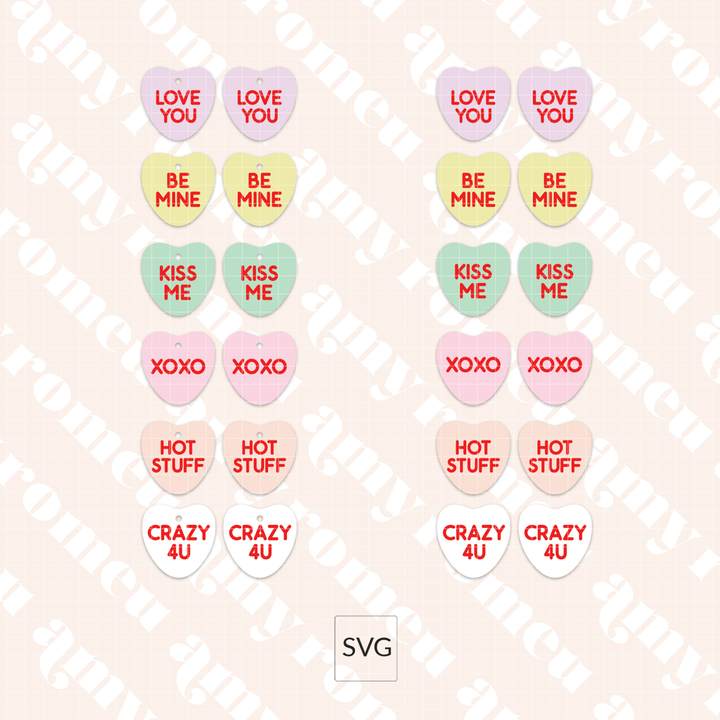 Candy Heart Faux Leather Earrings SVG