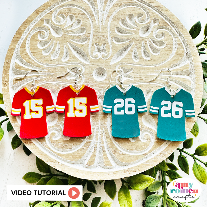Personalized Football Jersey Faux Leather Earrings SVG
