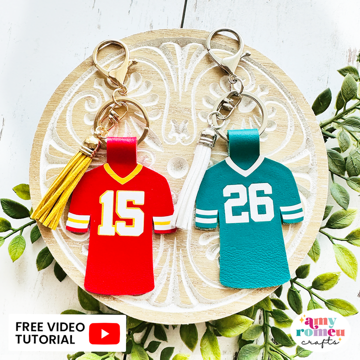 Personalized Football Jersey Faux Leather Keychains SVG