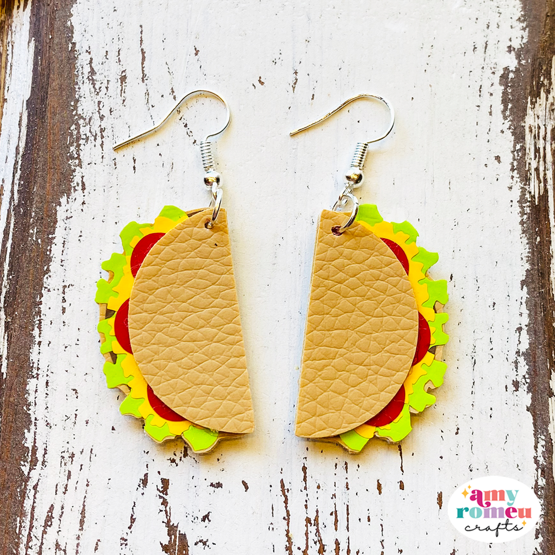 Taco Faux Leather Earrings SVG