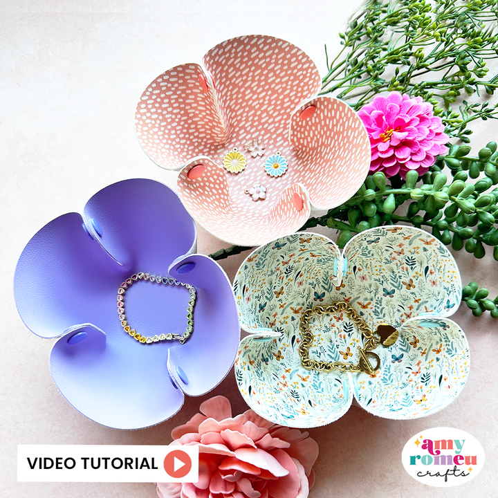 Faux Leather Flower Jewelry Tray SVG