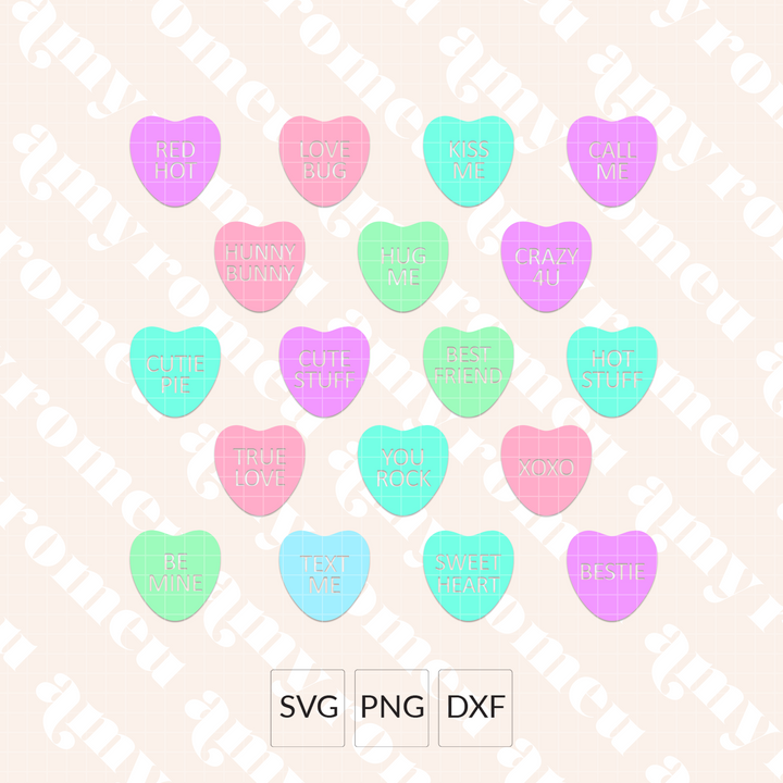 Candy Hearts Goody Bag SVG Bundle