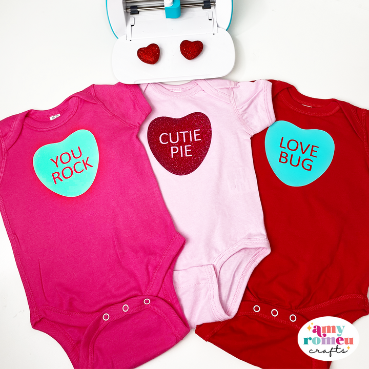 Candy Hearts Baby Bodysuit SVG Bundle