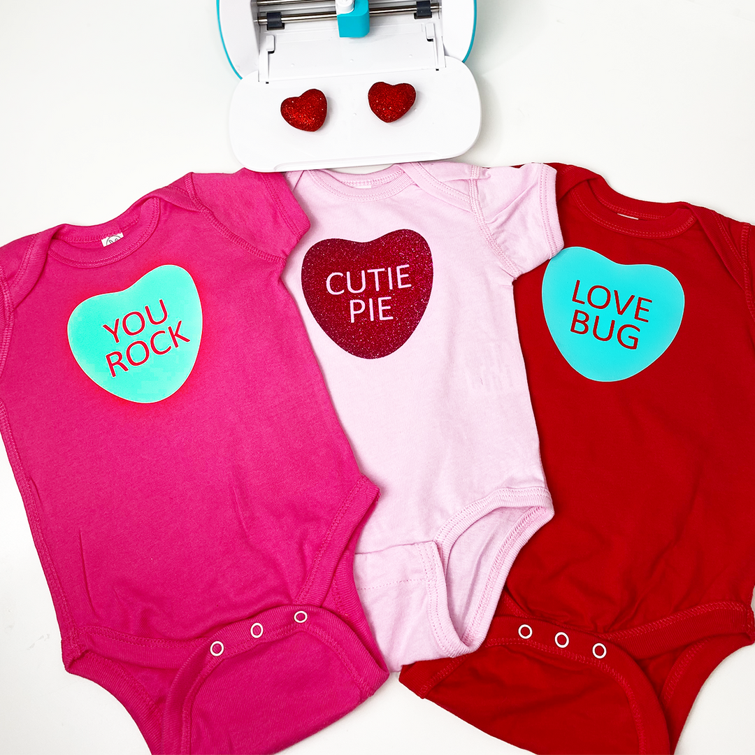 Candy Hearts Baby Bodysuit SVG Bundle