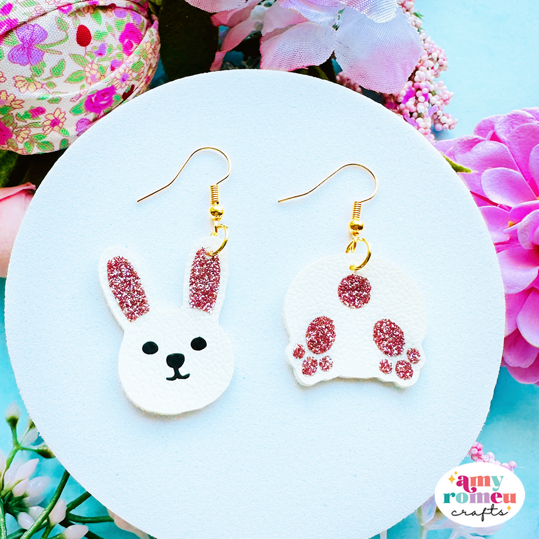 Easter Bunny Butt Faux Leather Earrings SVG