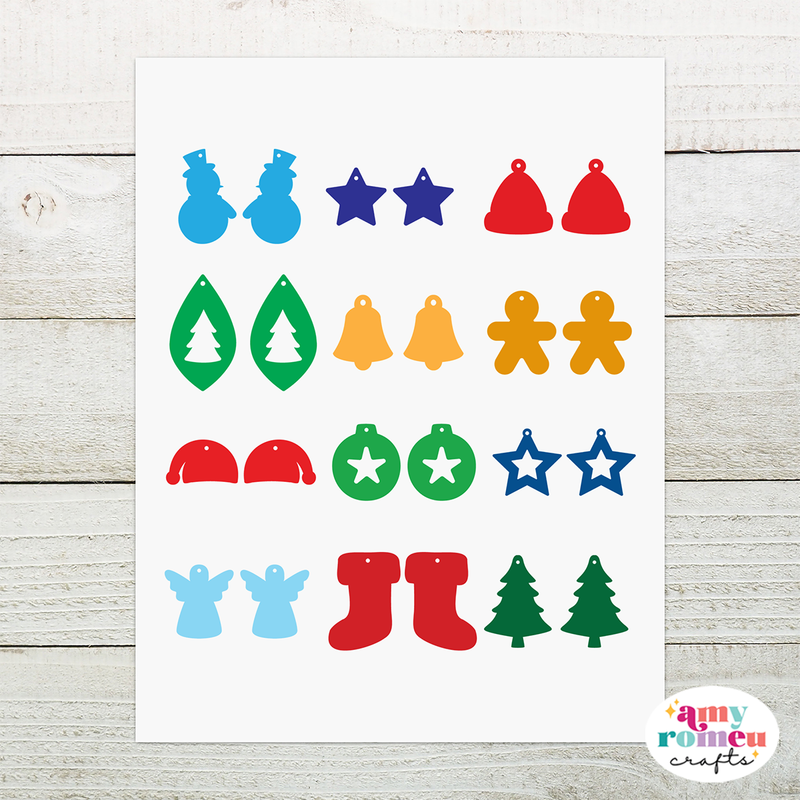 Simple Holiday Faux Leather Earrings SVG Bundle