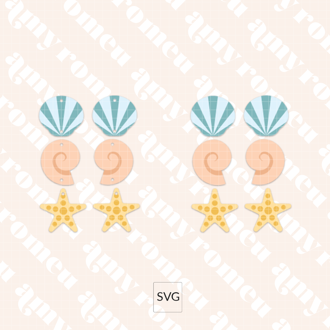 Faux Leather Seashell Dangle Earrings SVG