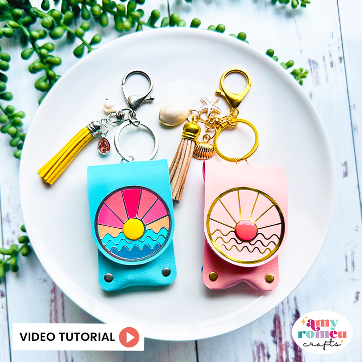 Faux Leather Ocean Sunrise Lip Balm Holder SVG
